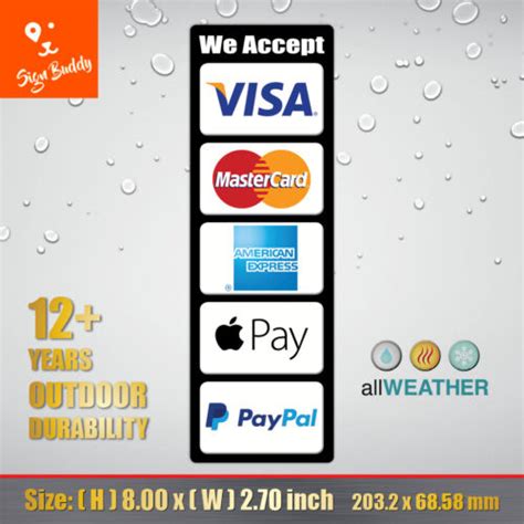 We Accept Credit Card Visa Master AE Amex PayPal Apple Pay POS Vinyl