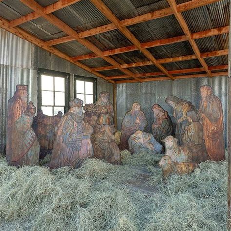 12 Piece Large Antiqued Metal Nativity Set | Antique Farmhouse