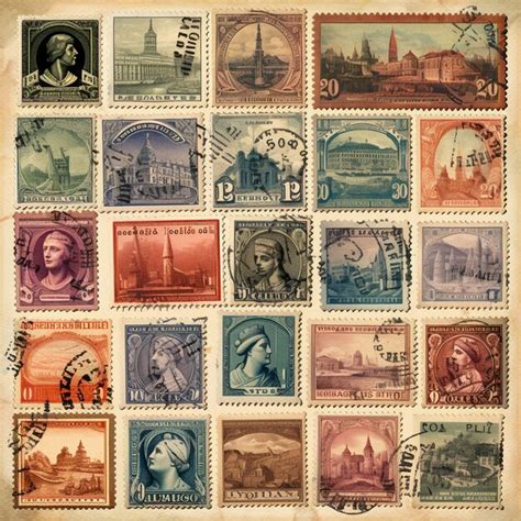 Premium Photo | Aged Expressions Vintage Postage Stamps Echoing Stories