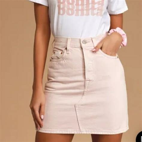 Levi S Skirts Levis Premium High Rise Deconstructed Pink Denim Mini Skirt Button Fly Poshmark