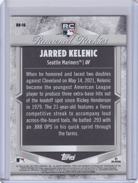 Bowman Platinum Renowned Rookies Rr Jarred Kelenic Rc Ebay