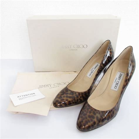 Jimmy Choo ジミーチュウ アーモンドトゥ エナメル レオパード柄 パンプス サイズ36 12 約235cm ベージュ系靴