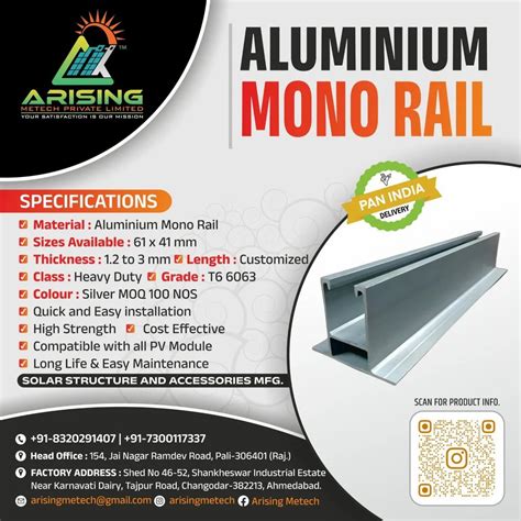 Aluminium Monorail Solar Structure X Mm At Rs Piece In Pali