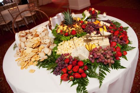 Fruit Cheese And Cracker Buffet Display Basket With Overflowing