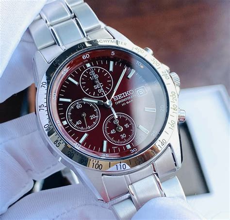 Seiko Spirit Sbtq Red Dial Chronograph Stainless Steel Men S Watch