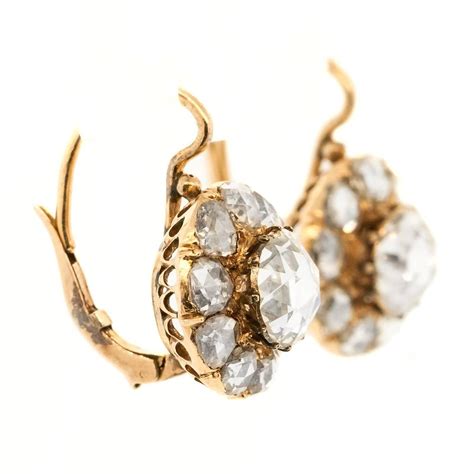 1910s Antique Old Rose Cut Diamond Gold Cluster Earrings At 1stdibs