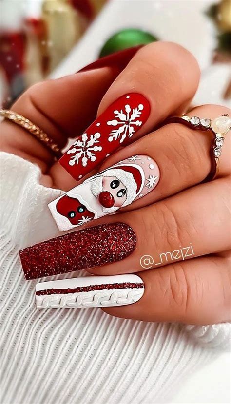 Shimmery Red Christmas Nails Festive Holiday Nail Art