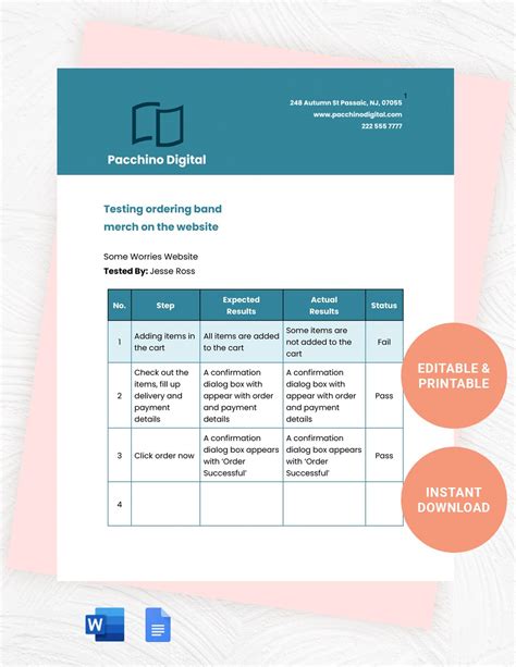 API Test Case Template in Word, Google Docs - Download | Template.net