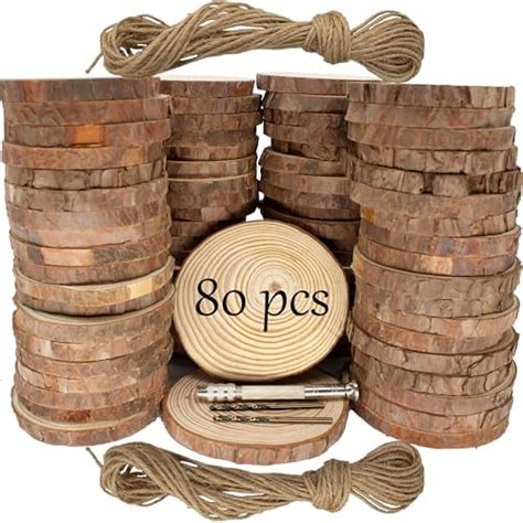 Amazon Natural Wood Slices Ticiosh Pcs Inches Craft