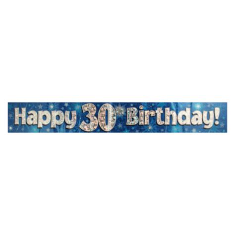 Oaktree Uk Blue And Silver Sparkling Fizz Happy 30th Birthday Banner 27m