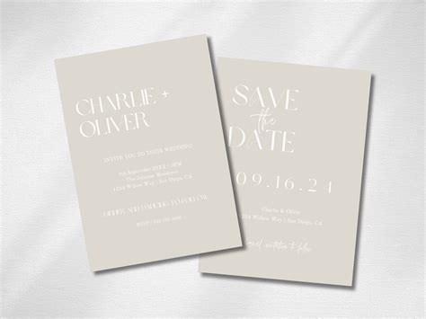 Save The Date Template Wedding Invitation Minimal Etsy