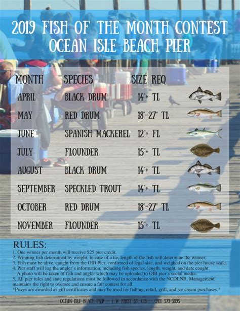 Fish Of The Month Contest Ocean Isle Fishing Pier Ocean Isle Beach