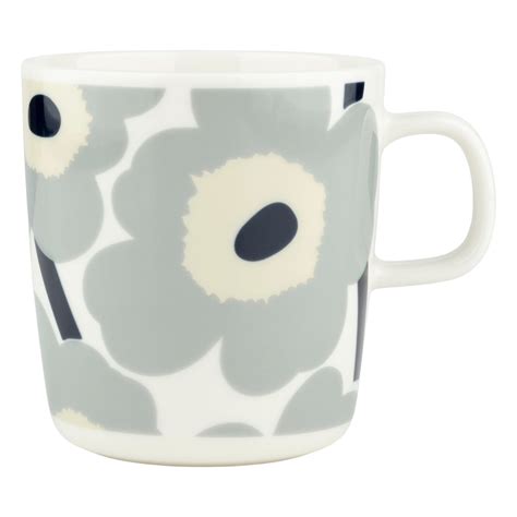 Marimekko Oiva Unikko Mug Dl White Light Grey Sand Dark