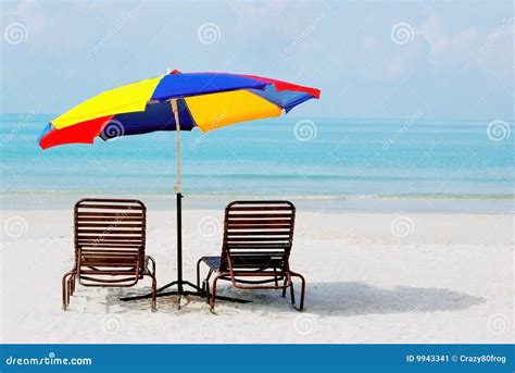 Beach With Chairs And Umbrella Stock Image Image Of Rest Destination