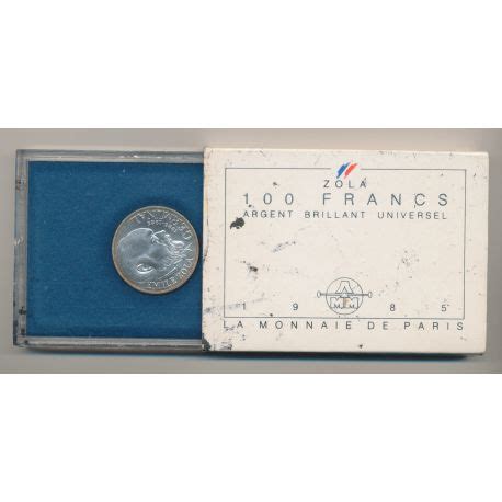 100 Francs Emile Zola 1985 Argent Brillant Universel FDC