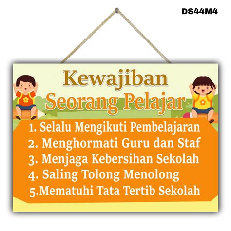 Hiasan Dinding Poster Kewajiban Seorang Pelajar Gantungan Dinding Edukasi Sekolah Anak Pajangan