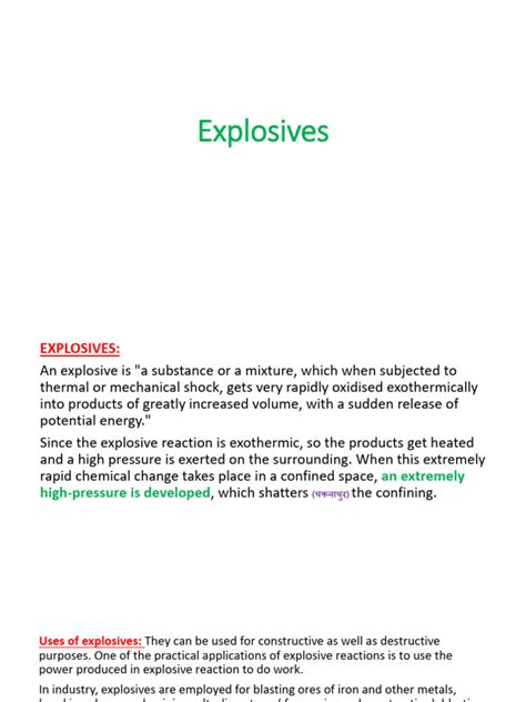 explosives  explosion chemistry