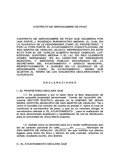 Contrato De Servidumbre De Paso Pdf