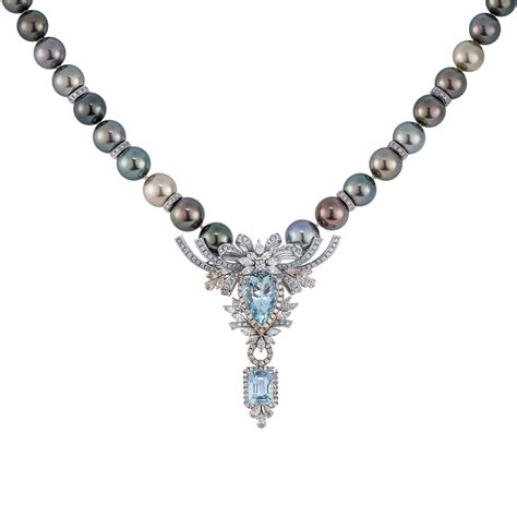 Ct Aquamarine Pearl Necklace Eumayco Jewellery