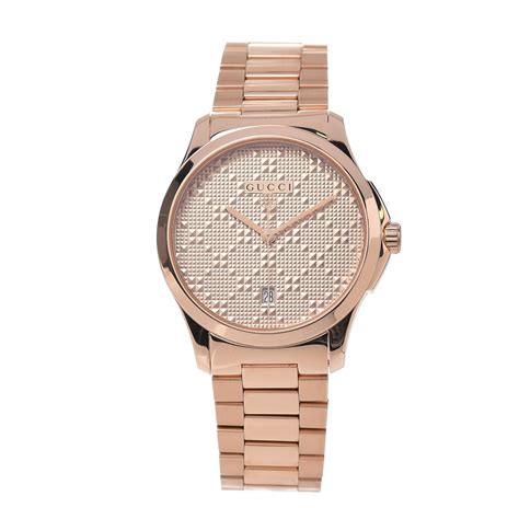 Gucci Stainless Steel 38mm G Timeless Quartz Watch Rose Gold 321953