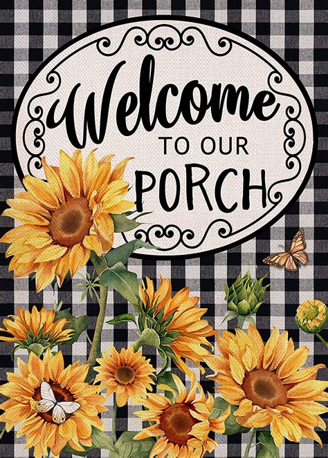 Hguan Welcome To Our Porch Spring Summer Sunflower Decorative Garden