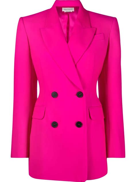 Alexander Mcqueen Double Breasted Blazer Pink Farfetch Uk