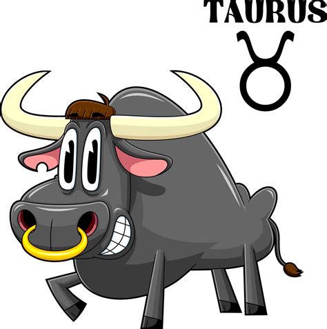 Taurus Cartoon Character Horoscope Zodiac Sign Vector Hand Drawn