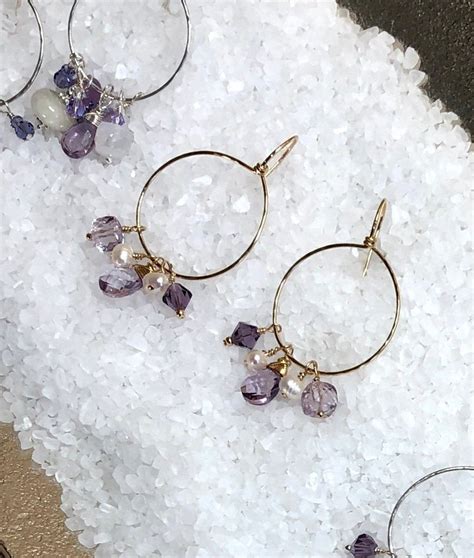 Amethyst Earrings Amethyst Hoop Earrings Gold Filled Hoop Etsy Uk