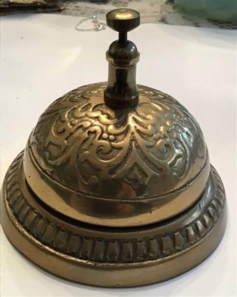 Vintage Solid Brass Desk Bell Teacher Hotel Shopkeeper Etsy