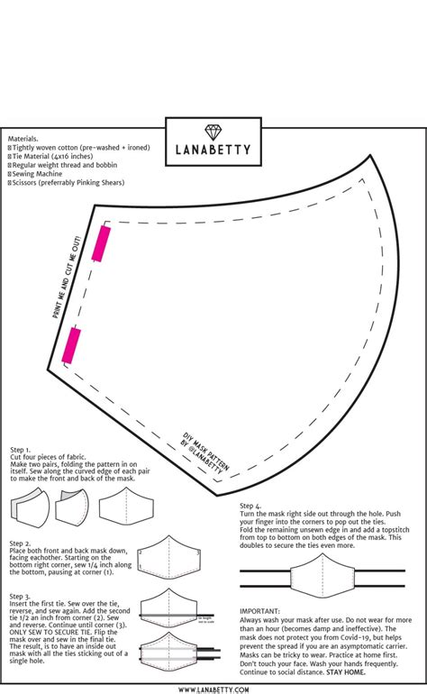 Diy Face Mask Sewing Pattern Digital Download Lanabetty