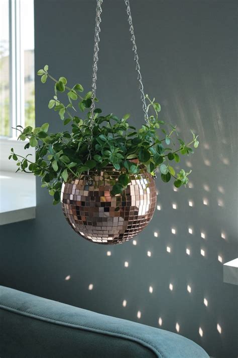 Disco Ball Planter Hanging Planters Planter Pots Funky Decor Macrame