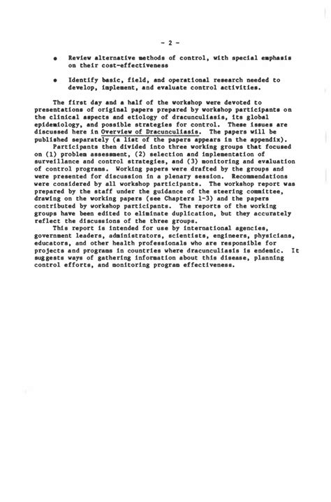 Introduction | Opportunities for Control of Dracunculiasis: Report of a