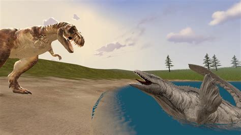 Tyrannosaurus and Mosasaurus friendly greeting by kongzillarex619 on DeviantArt