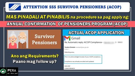 SSS ACOP 2022 For Survivor Pensioner Ano Ang Requirements Paano Mag