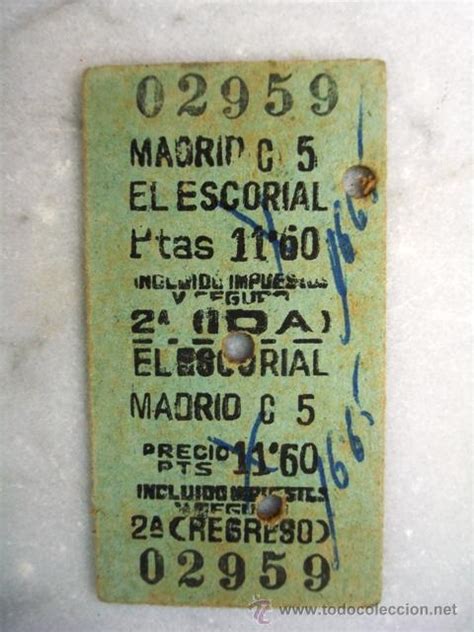 Antiguo Billete De Tren Madrid El Escorial Comprar Billetes De