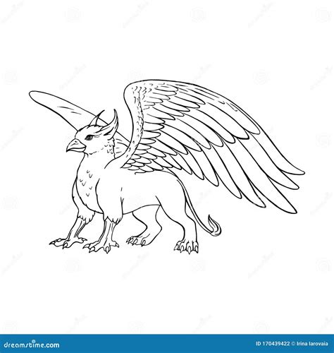 Hand Drawn Griffin Vector Black White Sketch Stock Vector