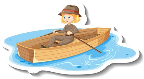 Safari girl row the boat cartoon character sticker 3560181 Vector Art at Vecteezy