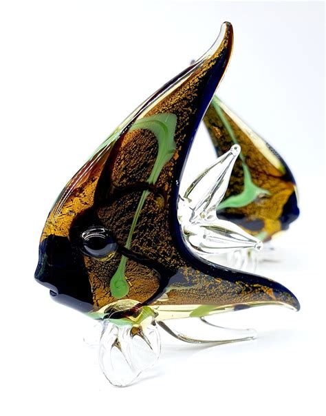 Small Black Gold Angel Fish Gift Of Glass We Specialise In Hand