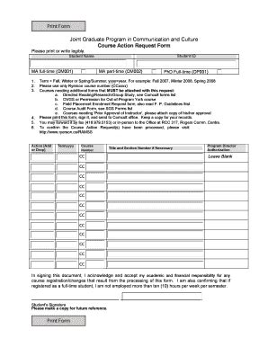 Fillable Online Ryerson Course Action Form Fax Email Print PdfFiller