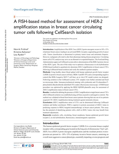 PDF A FISH Based Method For Assessment Of HER 2 Amplification Status