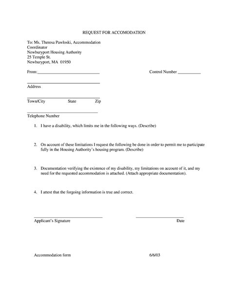 Fillable Online Request For Accomodation Fax Email Print Pdffiller