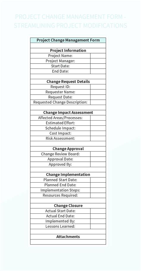 Project Change Management Form Streamlining Project Modifications