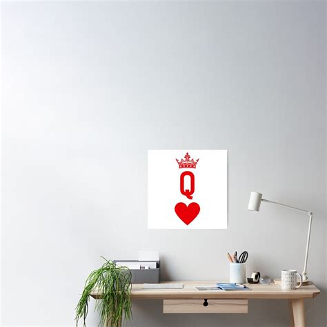 Playing Card Queen Of Hearts Logo Simple Minimalist Letter Design