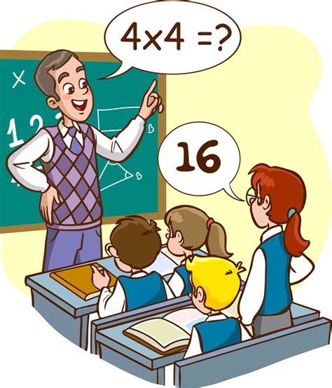 Teacher And Students Are Studying In The Classroom Cartoon Vector