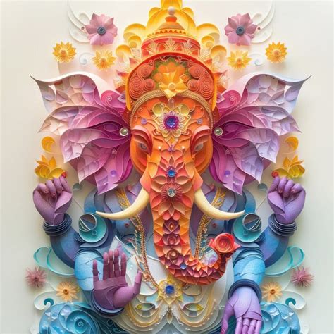 Buy Colorful Ganesha Paperart Ganesha Wall Art Hindu God Ganesha