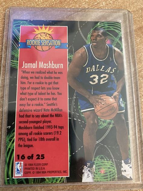 Fleer Rookie Sensation Jamal Mashburn Mavericks Nice Ebay