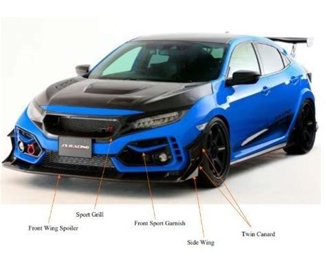 Js Racing Front Wing Spoiler Carbon Honda Civic Type R Fk8 2017 2021 Ah K8 C