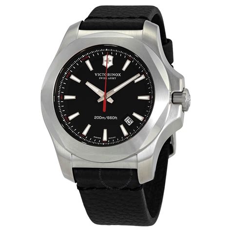 Victorinox I N O X Black Dial Black Leather Men S Watch