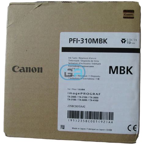 Tinta Canon PFI 310MBK Matte Black Tx2000 Tx3000 330ml