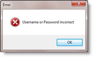 Incorrect Username Or Password